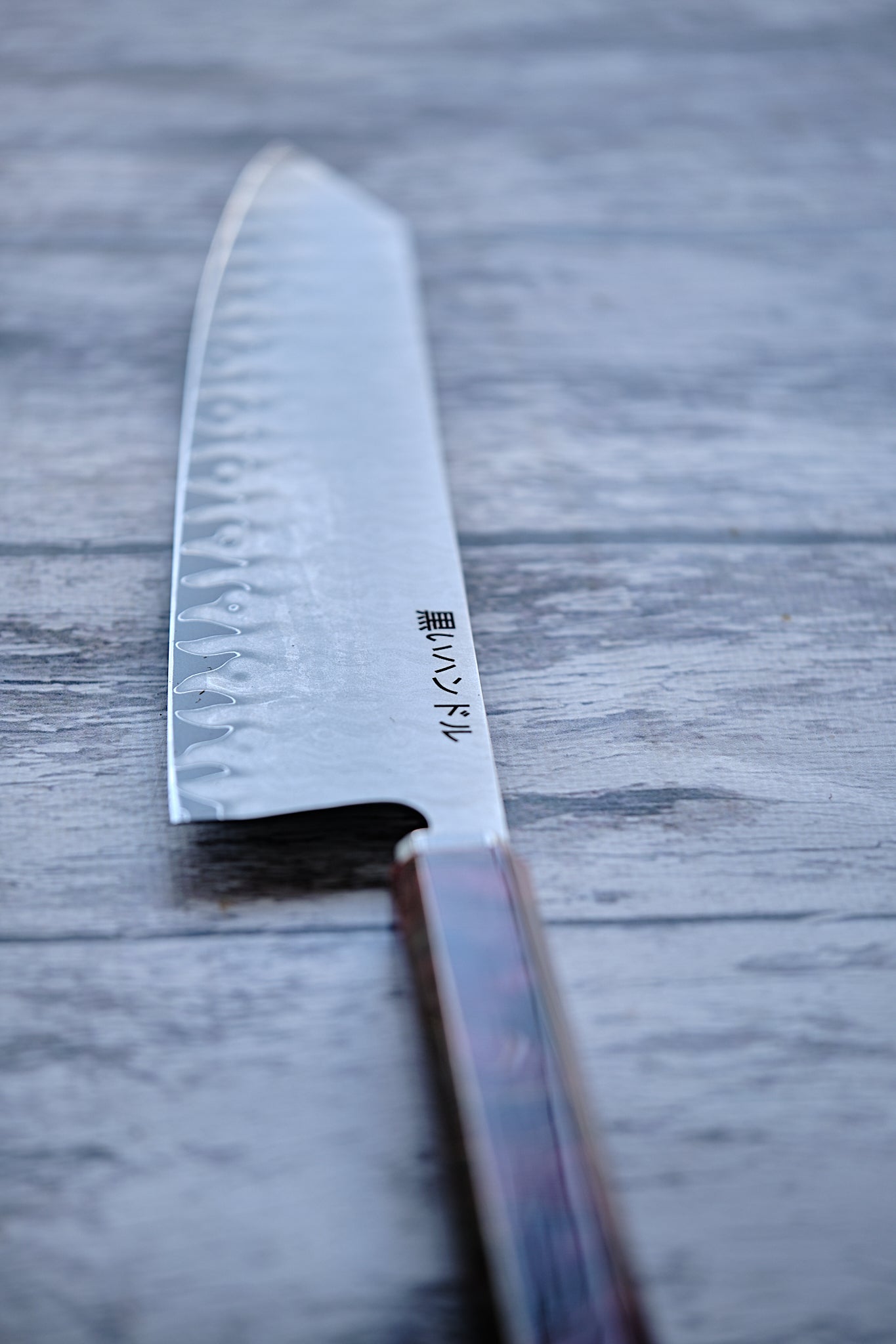 BLACK HANDLE – 8” Kiritsuke Chef Knife | 5-Layer Clad Carbon Steel with Red Resin & Copper Cloth Handle