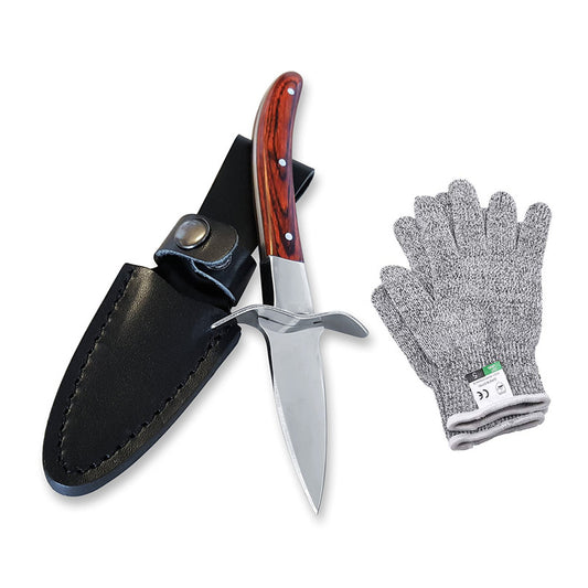 Seafood Pro Stainless Oyster Knife with Safety Gloves