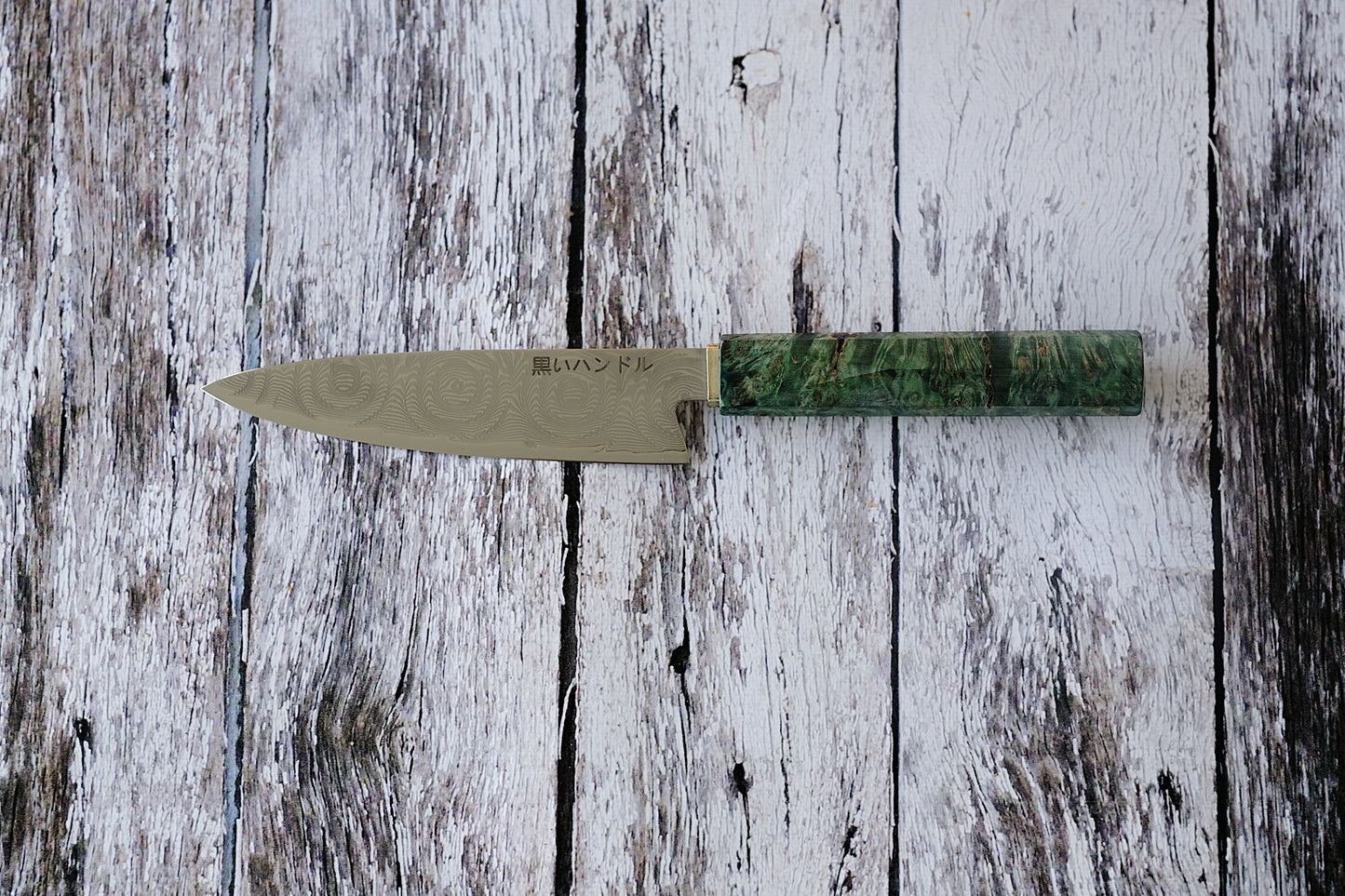 BLACK HANDLE – 5.6” Utility Chef Knife | 67-Layer Damascus Steel with Solidified Wood & Copper Bolster
