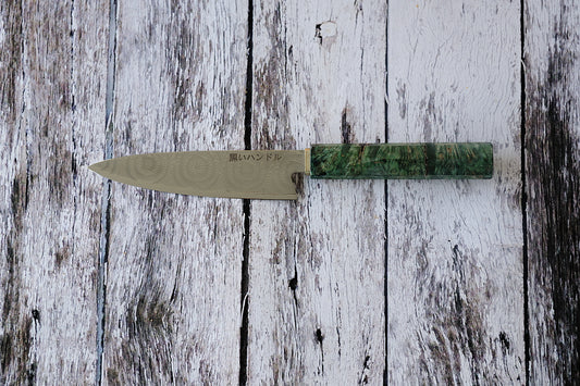 BLACK HANDLE – 5.6” Utility Chef Knife | 67-Layer Damascus Steel with Solidified Wood & Copper Bolster