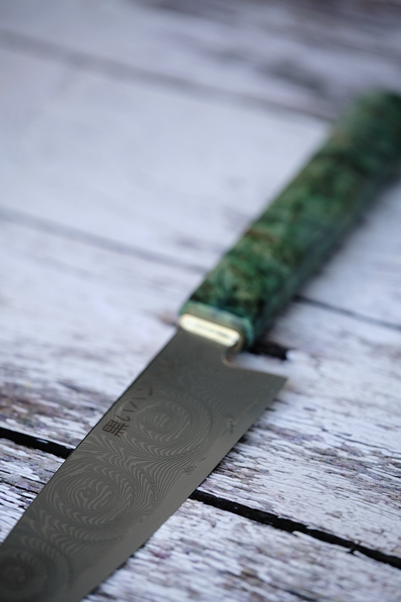 BLACK HANDLE – 5.6” Utility Chef Knife | 67-Layer Damascus Steel with Solidified Wood & Copper Bolster
