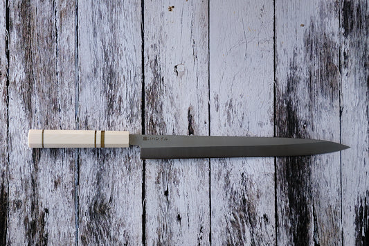 BLACK HANDLE – 11.6” Yanagiba Sashimi Knife | 9Cr18MoV Stainless Steel with Ivory Octagonal Handle